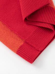 Balabala Young Boy Cartoon Lion Jacquard Knit Crew Neck Loose Casual Sweater, Suitable For New Year - Chinese Red - View 8