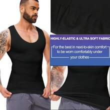 Men Compression Shirts Slimming Body Shaper Vest Workout Tank Top Tummy Control Shapewear Tight Undershirt - Black - View 6