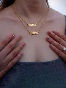 1PC Personalized Simple DIY Name Necklace Stainless Steel Neck Accessories Jewelry Parts (Customized Only In English) Back To School Winter Gift Ideas Boy Girl Valentine's Day, Groomsmen Gifts, Wedding Items, Bridesmaid Gifts