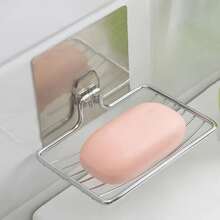 1 pièce Porte-savon en acier inoxydable, support mural auto-adhésif avec trous de drainage, étagère carrée anti-rouille. Convient pour les accessoires de salle de bain - capacité de charge 500g/1,1 lb, décoration d'intérieur