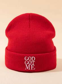 1 件男女通用时尚户外“GOD GOT ME”刺绣便帽，温暖舒适，适合所有季节秋季服装