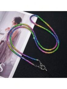 1 Pc Luxury Crystal String Long Diagonal Crossbody Purse Strap, Fashion Rhinestone Phone Lanyard, High-End - Multicolor - View 17