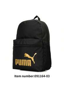 Mochila PUMA PHASE, Bolsa deportiva unisex, Mochila casual, Bolso para portátil - negro-oro - Ver 1