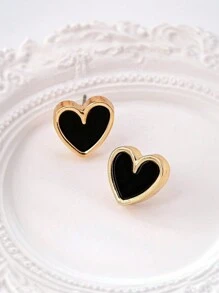 1/3 paires Boucles d'oreilles élégantes, mignonnes et chics en alliage métallique en forme de cœur, design petit et délicat, polyvalent pour le travail et les tenues décontractées, nouvelle arrivée