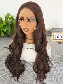 websterwigs 24-Inch Long Wavy 13x4 Lace Front Wig, Brown Color Synthetic Lace Front Wig With Pre-Plucked Hairline, Heat Resistant Fiber Hair Smooth Straight Wig For Women Cosplay Party Daily Use - Brown - View 8