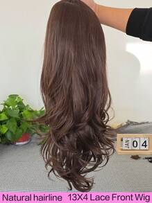 websterwigs 24-Inch Long Wavy 13x4 Lace Front Wig, Brown Color Synthetic Lace Front Wig With Pre-Plucked Hairline, Heat Resistant Fiber Hair Smooth Straight Wig For Women Cosplay Party Daily Use - Brown - View 3