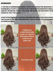 websterwigs 24-Inch Long Wavy 13x4 Lace Front Wig, Brown Color Synthetic Lace Front Wig With Pre-Plucked Hairline, Heat Resistant Fiber Hair Smooth Straight Wig For Women Cosplay Party Daily Use - Brown - View 11