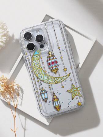 斋月斋月星月图案印花 TPU 磨砂防摔透明手机壳 兼容 iPhone 和 Galaxy