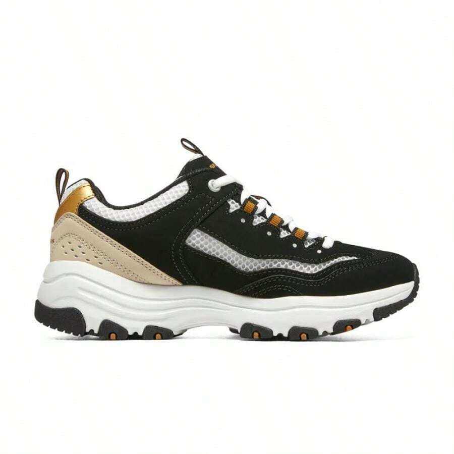 Skechers Giày thể thao nữ buộc dây thời trang D'LITES Series, mẫu mới mùa xuân 2026, đế dày, kiểu dáng chunky, mã sản phẩm 8730066-BKGD - 8730066-BKGD - Xem 1