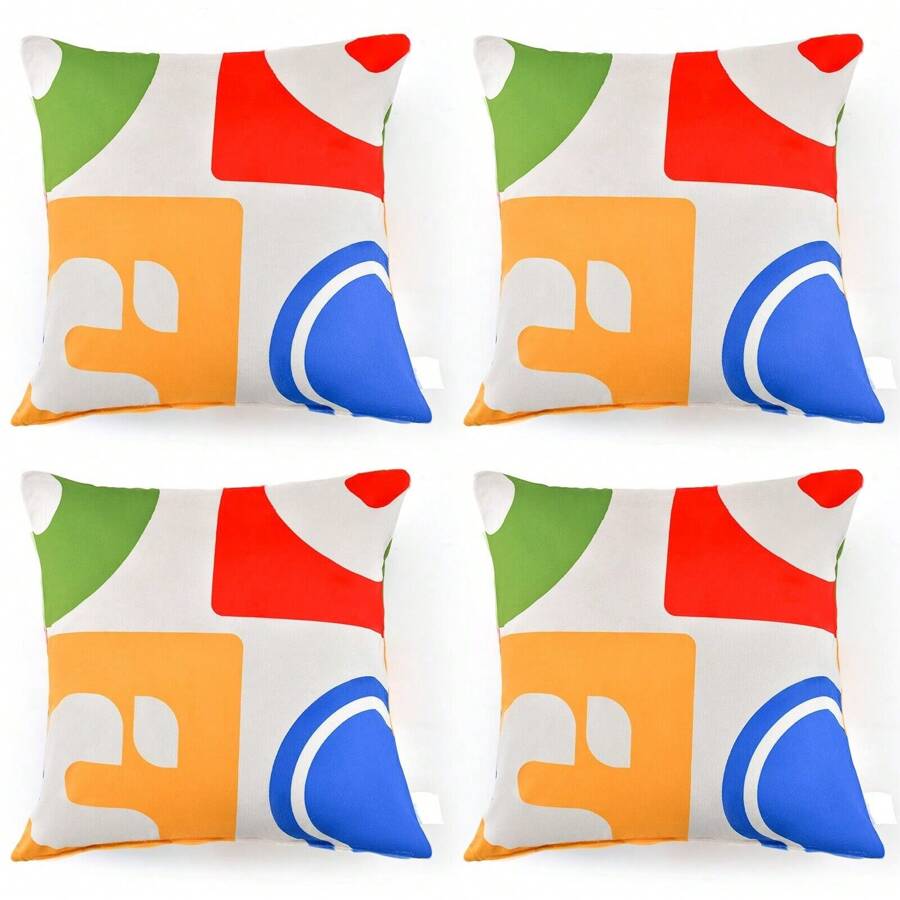 Set Of 4 Decorative Throw Pillow Soft Velvet Covered Couch Pillow Double-Side - Multicolor - View 1