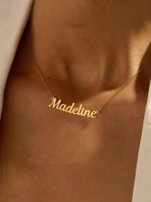 1PC Personalized Simple DIY Name Necklace Stainless Steel Neck Accessories Jewelry Parts (Customized Only In English) Back To School Winter Gift Ideas Boy Girl Valentine's Day, Groomsmen Gifts, Wedding Items, Bridesmaid Gifts