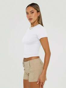 GEREARC Crop Tops For Women Summer Casual Tight Tshirts Slim Fit