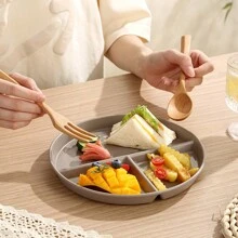 1/2/4pcs Divided Portion Control Plates, Compartment Plates For Portion Control, 3 Compartment Plastic Dinner Plates, Microwave & Dishwasher Friendly, Suitable For Weight Management, Happy
