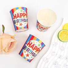 1pc Colorful Happy Birthday Theme Disposable Paper Cup For Holiday Party