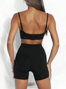 1 paquet de soutien-gorge de sport à bonnets pleins sans fil et simples de couleur unie pour femmes, idéal pour le yoga