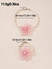 2pcs/Set Girls Flower Ribbon Necklace And Bracelet Set - Flowers - View 8