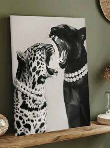 1 套豹纹 DIY 数字油画套装，精心设计的油画让您表达个性化，释放创造力，无需绘画基础即可创作精美艺术品，40*50 厘米 - 黑色 - 查看 3