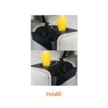 Kit 2 Cup Holder Tray With Control Holder Mat For Sofa Armrest Black - Black - View 4