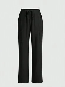 cimmuovere Casual Commuting 6 Pocket Elastic Waist Loose Pants Scrub Nurse Scrub Workwear Dentist Healthcare Pet Hospital Laboratory