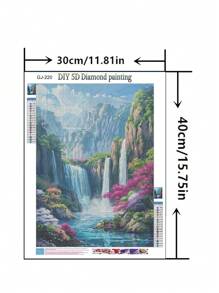 1 bức tranh kim cương DIY, thêu đá, phong cảnh, thác nước, trang trí nhà cửa, kim cương đầy đủ, 11,8*15,7in - Nhiều màu - Xem 2