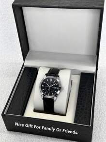 Pablo Raez 1pc Casual Man Watch Luminous Gentleman Wristwatch Stainless Steel Silver Luxury Black Soft & Comfortable Microfiber Leather Fashion Big Dial Quartz Clock Retro-Style For Man With Date 50M Waterproof Brand New Male Wristwatch Sports Casual Fashion Nice Gifts For Friend Or Family Father Presents Fit For Daily Life/Work/Party Decorations Dress Watch Birthday Gifts - 銀色 - 查看 2