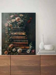 1 Set Floral & Book Themed DIY Digital Oil Painting Kit, 40*50CM Size - Carefully Crafted Oil Painting, Expressing Personalized With Color, Unleash Creativity Without Drawing Skills, Decorate Your Space, Relieve Stress, And Experience The Power Of Art - Black - View 4
