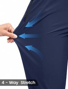 Men's Summer Quick Dry Hiking Trousers Lightweight Walking Joggers Breathable Golf Running Outdoor Sports Pants With 3 Zipper Pockets, Navy Blue - Navy Blue - View 4