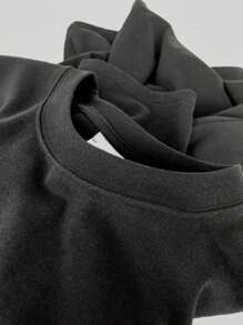 Navy Seal The Only Easy Day Was Yesterday Black ,Casual Print,Comfortable And Versatile,Letter Pattern Pure Cotton 220g Printed T-Shirt - Black - View 3