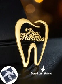 1Pc Personalized Badge, Custom Personalized Name Pin, Men's And Women's Stainless Steel Brooch Dental Dentist Brooch, Matte Craft Brooch, Badge Clothing Accessories, Light Luxury And High-End Gifts, Valentine's Day Gifts, Christmas Gifts - Multicolor - View 11