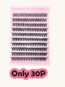 200pcs Deluxe False Eyelash Extension Kit - 10/30/40/50D Natural Individual Wispy Cat Eye Lashes & Doll Cluster Eyelashes, C/D Curl Mixed, 12-16mm Length, Extremely Thick & Voluminous Lash Set