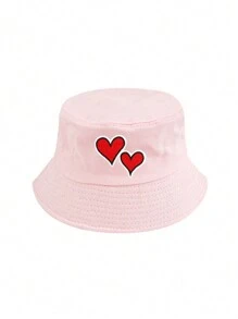 1 件儿童春夏渔夫帽，多种图案可选，如独角兽、蝴蝶结、心形、蝴蝶，可爱时尚的儿童帽子，适合休闲、户外、通勤、旅行，是送给孩子的理想礼物，透气防晒渔夫帽，带有情人节元素