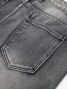 Pantaloncini di jeans casual in stile vintage con strappi per uomo