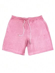 Plus Size Men's Gradient Color Summer Outfit, Short Sleeve Zip Collar Golf Polo Shirt And Drawstring Waist Shorts Set