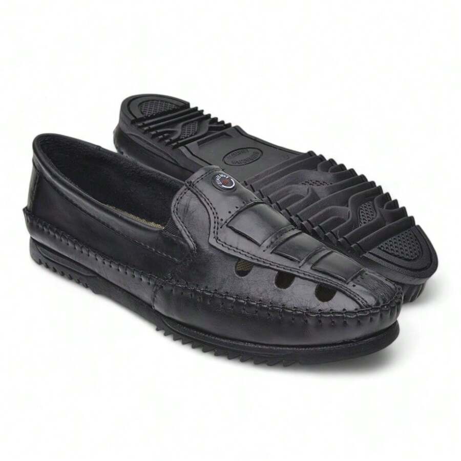 Men's Genuine Leather Moccasins For Everyday Use - 107黑色 - 查看 1