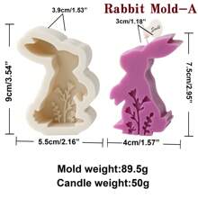 2PCS/4PCS Flower Rabbit Silicone Mold 3D Easter Rabbit Candle Mold DIY Animal Forest Rabbit Soap Mold Relievo Flower Bunny Mold