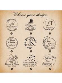 1 Peça Conjunto de Selo Personalizado com Sobrenome, Selo Circular Personalizado, Selo Comercial de Casamento Personalizado, Circular Feito à Mão, Etiqueta de Design de Nome de Família - Multicolorido - Visão 5