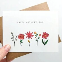 简约花卉母亲节卡片，母亲节贺卡，送给妈妈的纪念礼物，创意有趣的卡片，创意有趣的卡片 - 多色 - 查看 2