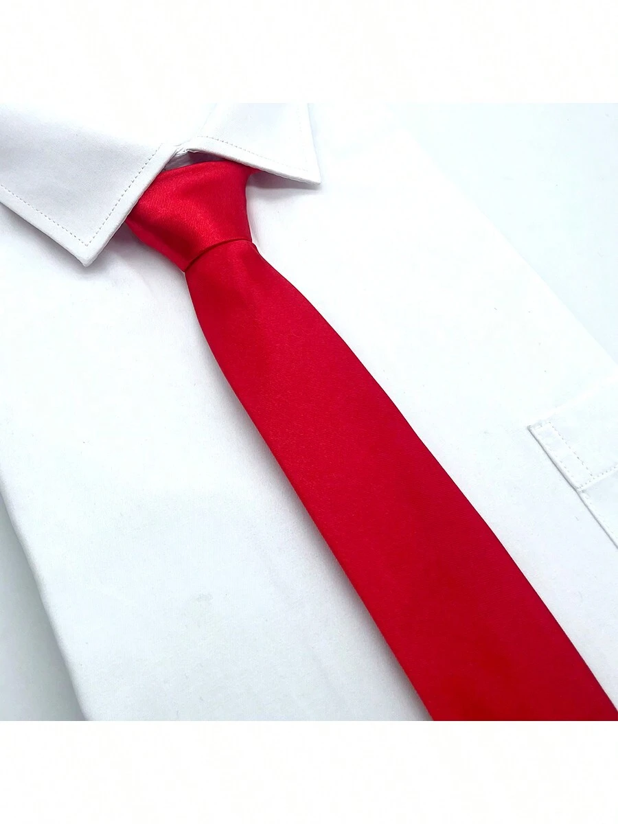 1 pieza Corbata de unicolor y estrecha, corbata de uso diario casual para hombres