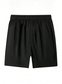 (Primăvară și toamnă) Pantaloni scurți sport pentru bărbați de mărime mare, pantaloni scurți atletic de vară, cu o formă lejeră, pentru antrenament de mărime mare, alergare, pantaloni scurți de antrenament ușoare, respirabili, cu uscare rapidă - Negru - Vizualizare 5