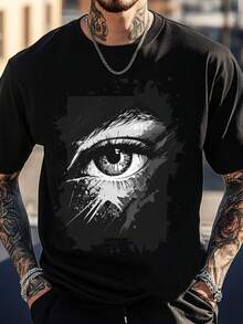 Men's Short Sleeve Printed T-Shirt 220g, Street Cotton Short Sleeve T-Shirt, Fashionable Printing, Suitable For Daily Wear, Holiday Gifts.