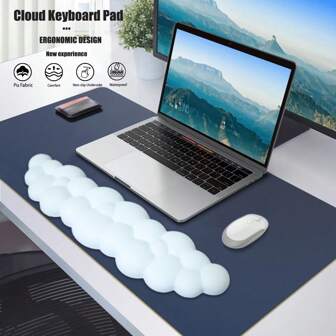 White Cloud Keyboard Wrist Rest, Leather Memory Foam Palm Rest, Cute Cloud Keyboard Mat For Wrist Support And Armrest, Cloud Wrist Pad For Computer Laptop PC Gaming Office