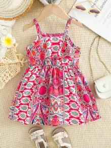 Vestido estilo casual con tirantes para niña con estampado floral, para el verano