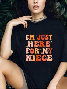 Funny Aunt Life Auntie Groovy I'm Just Here For My Niece T-Shirt