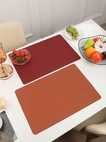 1-4pcs Rectangular Simple Multicolor PU Leather Placemats, Washable, Easy To Clean, Wipe-Clean, Anti-Slip, Heat Resistant, For Dining Table, Holiday, Wedding, Party, Festival Decor - Multicolor - View 1