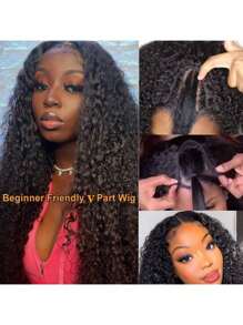 200% Density Deep Wave V Part Wig Human Hair No Leave Out Brazilian Glueless Curly Wave Upgrade U Part V Part Wigs For Women Human Hair Natural Color Curly Human Hair For Women Unprocessed Brazilian Virgin Glueless Human Hair V Part Wig Straight Human Hair Wigs Natural Color 22-28 Inches Water Wave Wig