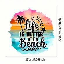 1pc/2pcs/3pcs Mixed Color Vinyl Hot Print Transfer For DIY T-Shirts, Sweatshirts, Women's Wear - "Better Life At The Beach" Graphic Heat Transfer Stickers - Easy To Stick Decals For Clothing Decoration
