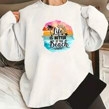 1pc/2pcs/3pcs Mixed Color Vinyl Hot Print Transfer For DIY T-Shirts, Sweatshirts, Women's Wear - "Better Life At The Beach" Graphic Heat Transfer Stickers - Easy To Stick Decals For Clothing Decoration