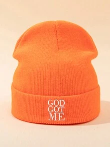 1 件男女通用时尚户外“GOD GOT ME”刺绣便帽，温暖舒适，适合所有季节秋季服装