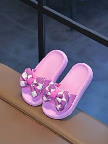 Sandalias de verano para niños, sandalias de playa con decoración de lacito grande y adorable, aptas para uso en interiores y exteriores - Morado - Ver 7