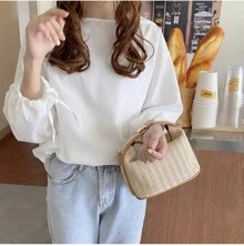 Straw Crossbody Bag - Màu be - Xem 5